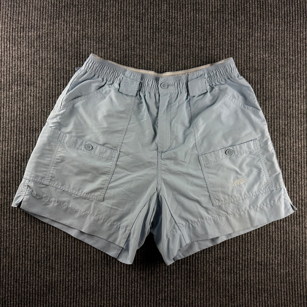 AFTCO M01 Original Fishing Shorts Mens 36 Blue Nylon Performance Cargo 6" Inseam